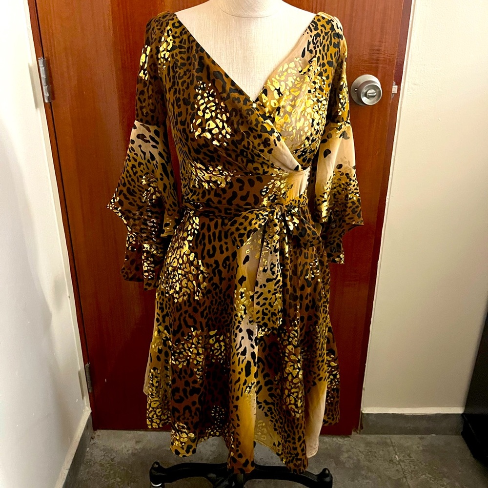 New animal print with gold foil dress flirty